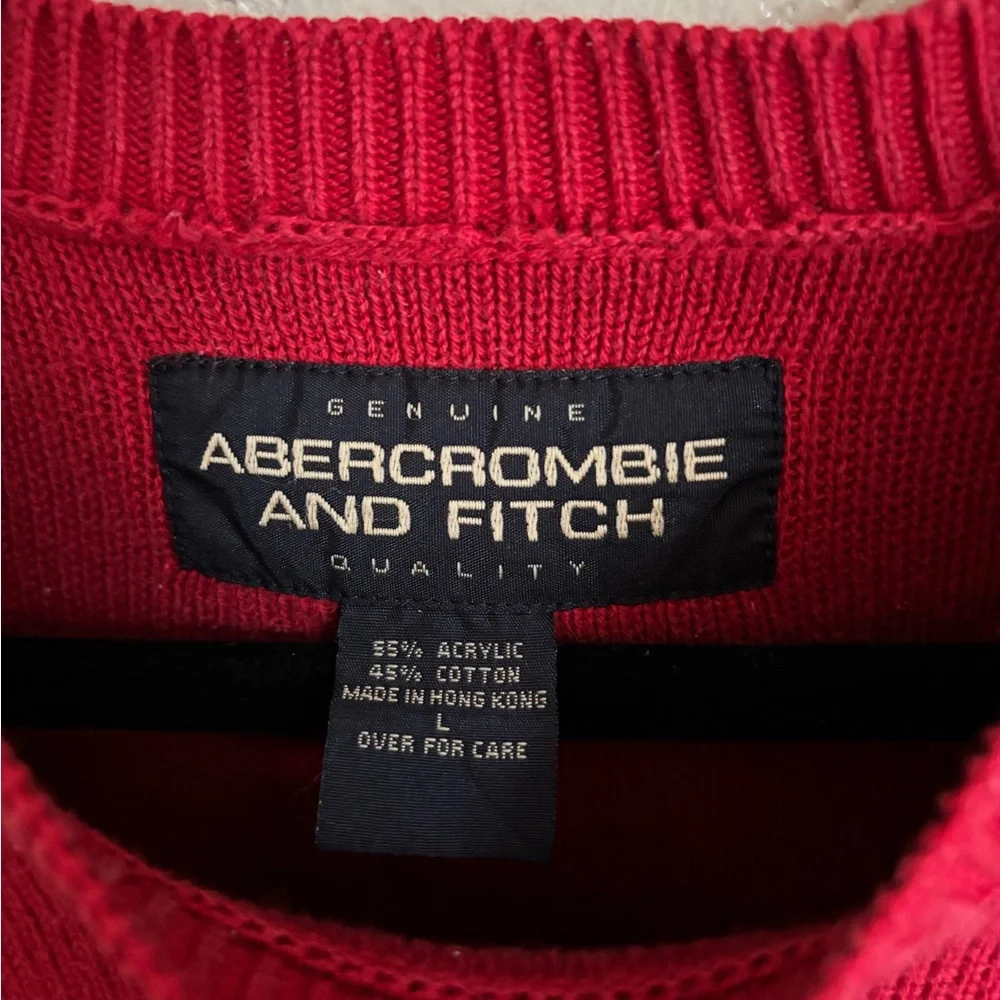 Vintage Abercrombie & Fitch Sweater Blue Red Colorblock Stripe Crewneck 90s